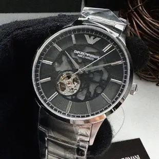 【EMPORIO ARMANI】ARMANI阿曼尼男錶型號AR00054(黑色錶面銀錶殼銀色精鋼錶帶款)