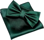 [Forbidden Road] Men's Solid Color Pre-tied Bow Tie and Pocket Square Set, Double Fold, Assorted Colors