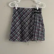 Urban Outfitters Women S Huntley Wool Blend Plaid Tweed 90s Wrap Mini Skirt NWT