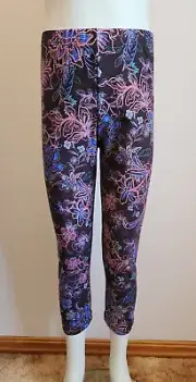 Running Bare Girls Bare Fit 3/4 Length Yarra Printed Leggings Size 12 New