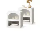 Oikiture Bedside Tables Set of 2 Display Shelf Storage Cabinet Nightstand White