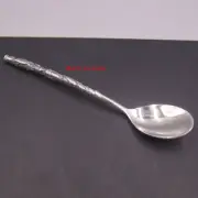 Solid 999 Fine Silver Spoon Fish Pattern Round Handle Dinner Spoon 5.90inch