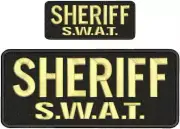 Sheriff SWAT embroidery patches 4x10 and 2x5 hook on back tan