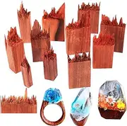 iSuperb 14 Pieces Resin Epoxy Craft Sandalwood Broken Wooden for DIY Jewelry Making Pendant Rings Necklace Handmade Art Designer Landscape Natural Unfinished Wood (Blood Sandalwood)