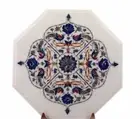 18" Marble Corner Coffee Peacock Table Top Mosaic Side Inlay Malachite Gh1