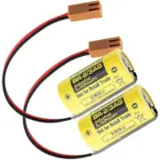 2X BR-2/3AG battery BR-2/3A/BR17335 general PLC industrial battery w/ brown plug