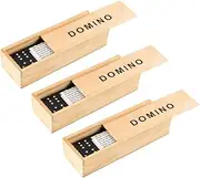 Sosoport 3 Sets Wooden Domino Blocks Game Indoor Outdoor for Family Fun Educational Parent Interaction Includes Convenient Storage Case for Building and Stacking