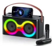 Karaoke Machine, Portable Bluetooth Speaker 2 Wireless Mic *Minor Damaged Box*