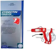 Cydectin Pour On Wormer with 65ml Gun Cattle Red Deer Eqvi Top Dec Moximax Maximus