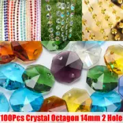 1000Pcs Crystal Glass Octagon BeadsColor Chandelier Lamp Parts DIY Xmas Decor