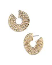 Nadri Disco Front to Back Hoop Earrings in 18K Gold Plated or Rhodium Plated