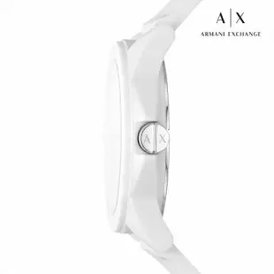 【A|X Armani Exchange 官方直營】Lady Banks 潮流運動霓彩LOGO簡約手錶 白色矽膠錶帶 40MM AX4372