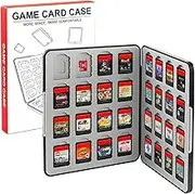 Checkzed Nintendo Switch Game Case with 32 Game Slots and 32 Micro SD Card Slots, Compatible with Nintendo Switch/Lite/OLED, Portable Black Storage Holder