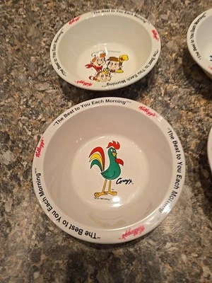 Vintage Lot Kellogg’s Cereal Bowls Complete Collector Set 4 Melamine 1995 Unused