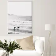 Black White Surf Canvas Wall Art