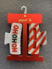 Piper K Large SET OF 2 Ho Ho Ho & Candy Stripes HOLIDAY HAIR CLIPS-BRAND NEW!