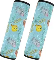 Car Seat Belt Pads 2 Pcs Soft Unique Car Safety Seat Belt Strap Shoulder Pad Backpack Shoulder Strap Pad Cover Car Accessories for Adults Youth Kids M Cute Cartoon Puffer Fishs