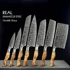Damascus Steel Kitchen Knife Set Bread Cook Chef Meat Vegetable Cleaver Santoku