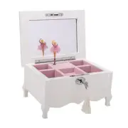 Ballerina White 8 x 6 MDF Wood and Velvet Musical Jewelry Box Plays Tune Swan