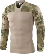 [AUmansmoer] Men's Army Camo Outdoor Long Sleeve Tactical Combat T-Shirts Quick Dry Sports Tee Shirt UV-Protection Pullover