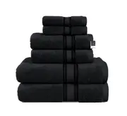 6 Piece Cotton Towel Set 550GSM - Black