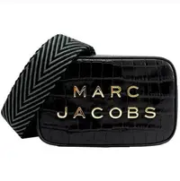 在飛比找Yahoo!奇摩拍賣優惠-MARC JACOBS 金屬大LOGO鱷魚紋皮革拉鍊斜背相機