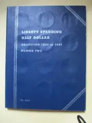 1937-1947 Empty, Vtg Whitman Folder, Liberty Standing Half Dollar, Folder #9027