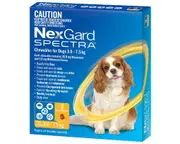 NexGard SPECTRA Flea, Tick & Heartworm for Dogs 3.6-7.5kg - Yellow - 3 Pack