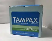 VINTAGE 1984 NOS TAMPAX 40 SUPER TAMPONS 1980'S Full Open Box Women Periods