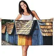 JHLMN Microfiber Sand Free Beach Towel Thin Quick Dry Super Absorbent Large Lightweight Towels Ultra Soft Bath Towels Roof Shingle Compact Gym Towel for Adult Travel Camping Gift