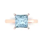3 ct Princess Cut Gemstone Solitaire Promise Ring Rose Gold, Anniversary Gift