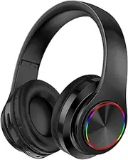 Foldable BT 5.0 Headset Wireless&Wired Headset with Breathing Light Support TF Card Playing Stretchable Headband, Black