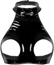 [GRRKDFQ] Women Lingerie Erotic Sleeveless Halter Neck Backless Open Cup Bust Nipple Exposed Tanks