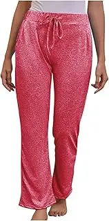 [FZYLQY] Wide Leg Pants for Women Casual Plus Size Elastic High Waist Drawstring Straight Leg Comfy Solid Lounge Long Trousers