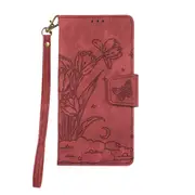 MCC Folio Case Samsung Galaxy A12 Leather Wallet Cover Butterfly A125 [Red]