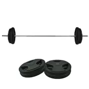 Total 58kg - 198cm Barbell Bar Weight Set Rubber Coated Ez Grip Weight Plate