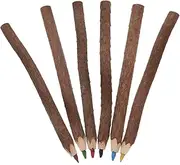 Operitacx 6pcs Rustic Wooden Colored Pencils for Adults Unique Tree Bark Design Lightweight and Portable Sketching Tools for Camping Doodling and Party Favors