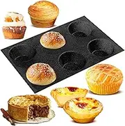 Baking Pan Hamburger Bread Perforated Eclair Sheets Round Taper Disc Liquid Silicone Mold 6-Cavity 29.8x20.2x3.8cm