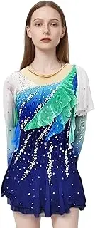[LIUHUO] Girl's Dance Dress Gradient Blue Gems Competition Performance Wear Ice Skating Dress