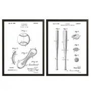 [Namly Design] Patent Drawing Poster - Baseball Bat and Cover / Set of 2