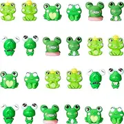 WILLBOND 24 Pcs Passover Mini Frogs Mini Resin Frog Figurines Tiny Frogs Fairy Cute Green Figurines Garden Ornaments Miniature Moss Landscape DIY Craft for Home Birthday Gifts Party Decoration