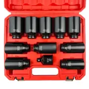 11PCS 1/2" Axle Nut Socket Set,Drive Spindle Wheel Axle Nut Wrench Large Sock...