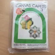 Leisure Arts Canvas Capers Butterfly and daisy Magnet #208 2 3/4" x 2 3/4" each