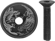 uxcell 1 1/4" OD Bicycle Headset Stem Top Cap Aluminum Alloy Cycling Headset Cover Stem with M6 Bolt for Mountain Bike MTB, Black