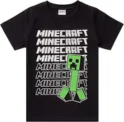 [Minecraft] T Shirt Boys Creeper Short Sleeve Black Game Top