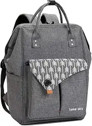 [Lekebaby] Lekesky Laptop Backpack 15.6 Inch Women Computer Backpack Travel Back Pack for Business/School/College, Casual Daypack Water Repellent, Grey