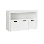 Costway Wooden Kids Toy Box Chest Children Storage Cabinet Toy Organiser Display Shelf w/3-Drawer & Built-in wheels