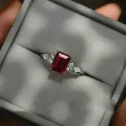 2CT Emerald Cut Lab Created Red Ruby&Diamond Women's Ring 14K White Gold Plated
