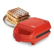 Mini Nonstick Waffle Maker, Perfect for Individual Waffles, Hash Browns, Red
