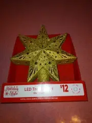 Christmas Tree Topper Star Projector Rotating Snowflake Glitter LED Xmas Decor